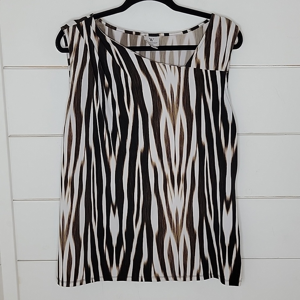 WORTHINGTON Woman 1X brown & white animal print stretchy camisole shell